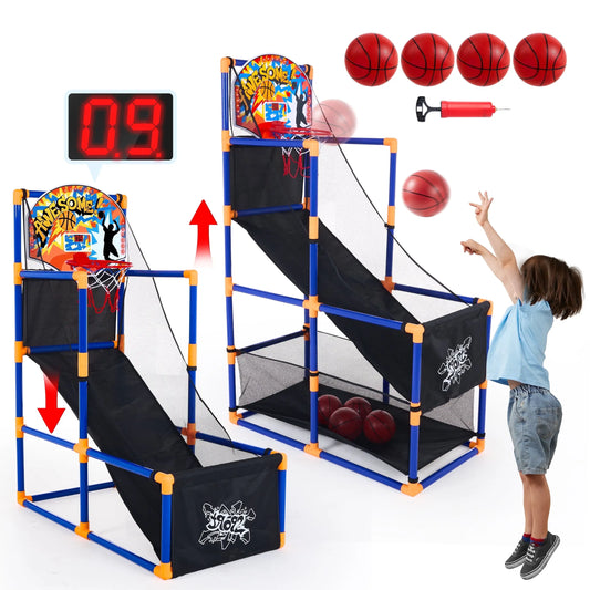 Joyfy Indoor Outdoor Arcade Basketball Hoop Game Set With Balls