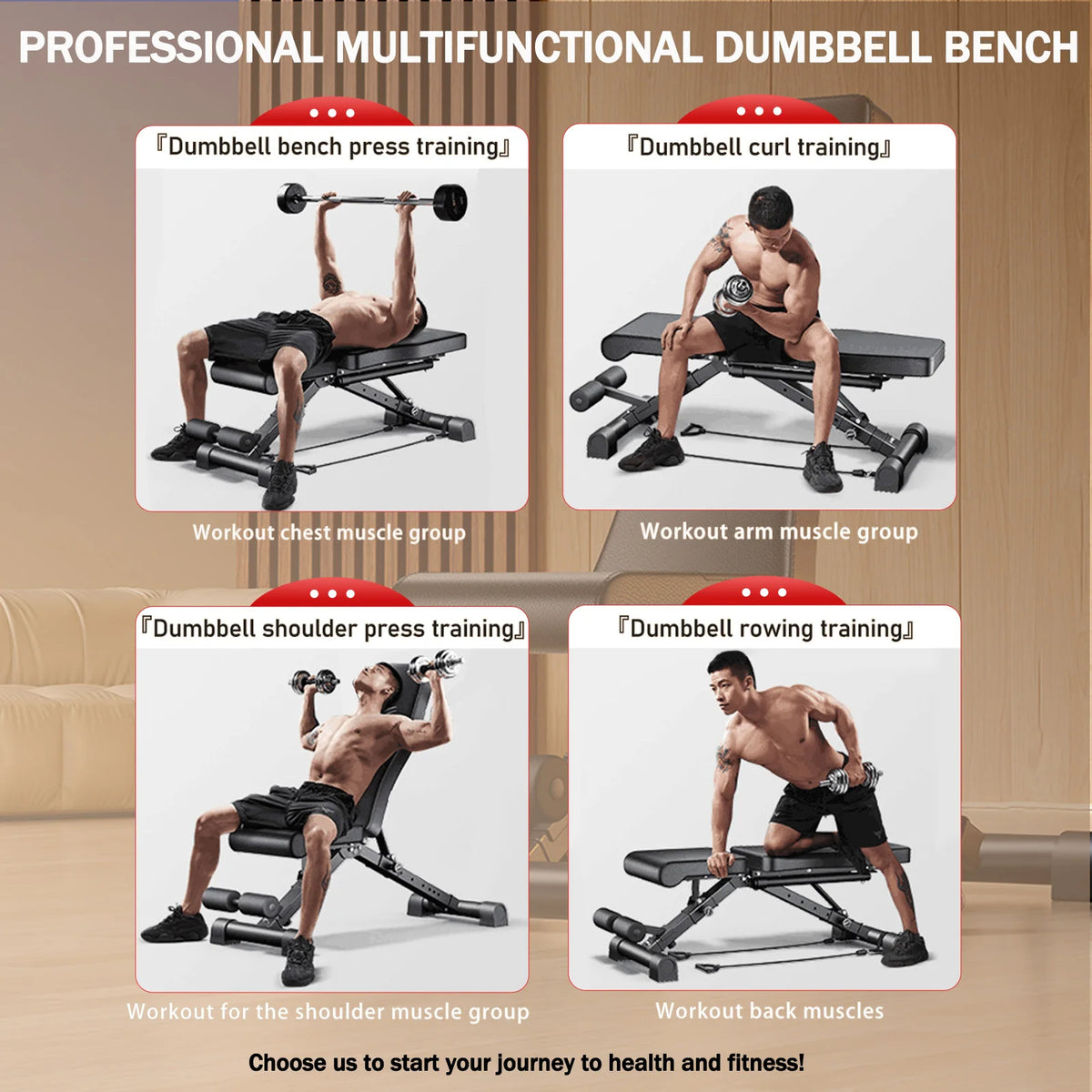 Multifunctional Adjustable Foldable Weight Bench for Full Body Strength Training
