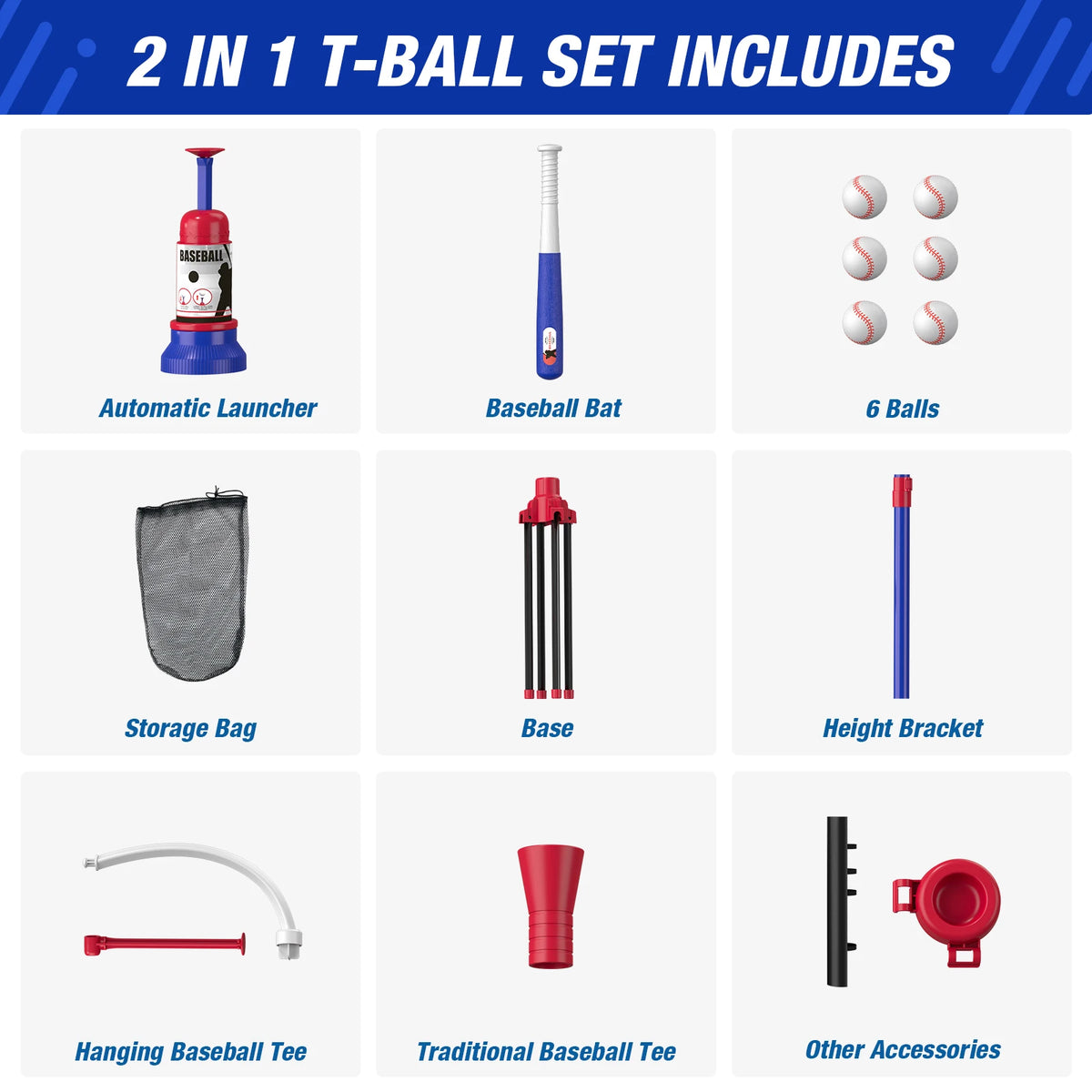 QDRAGON Kids 3-In-1 Baseball Set With Pitching Machine