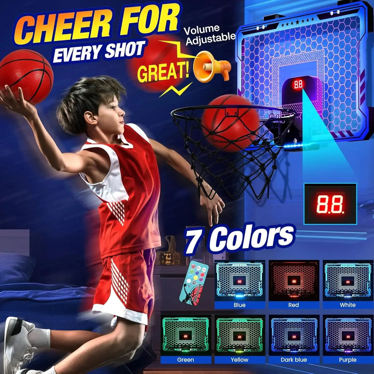 Wall Mounted Basketball Hoop With Auto Scoring And Game Modes