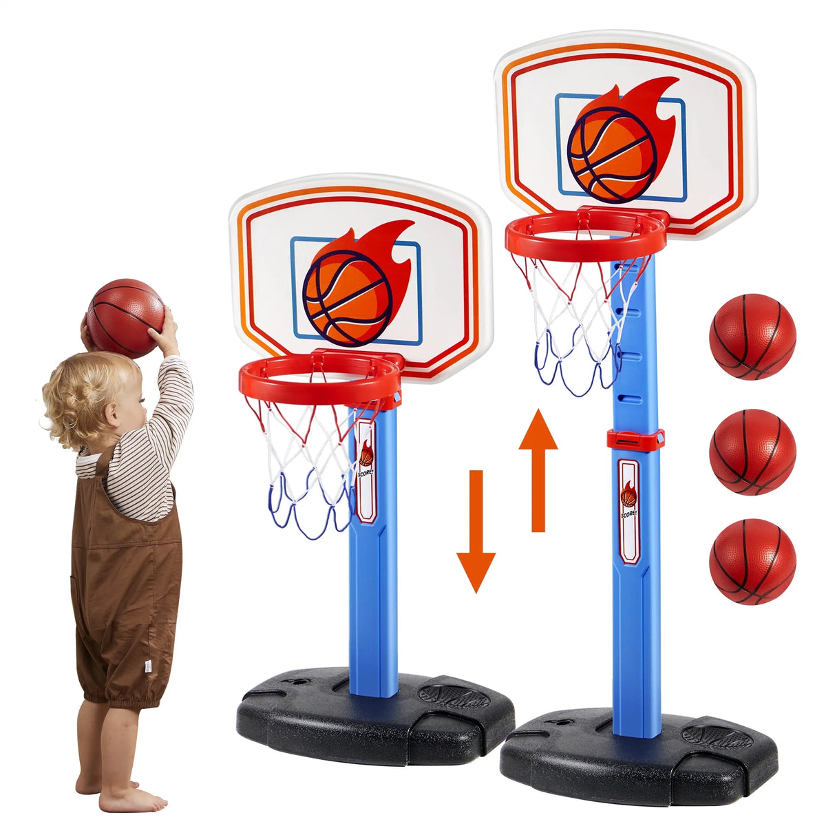 Joyfy Adjustable Indoor Basketball Hoop Set for Kids