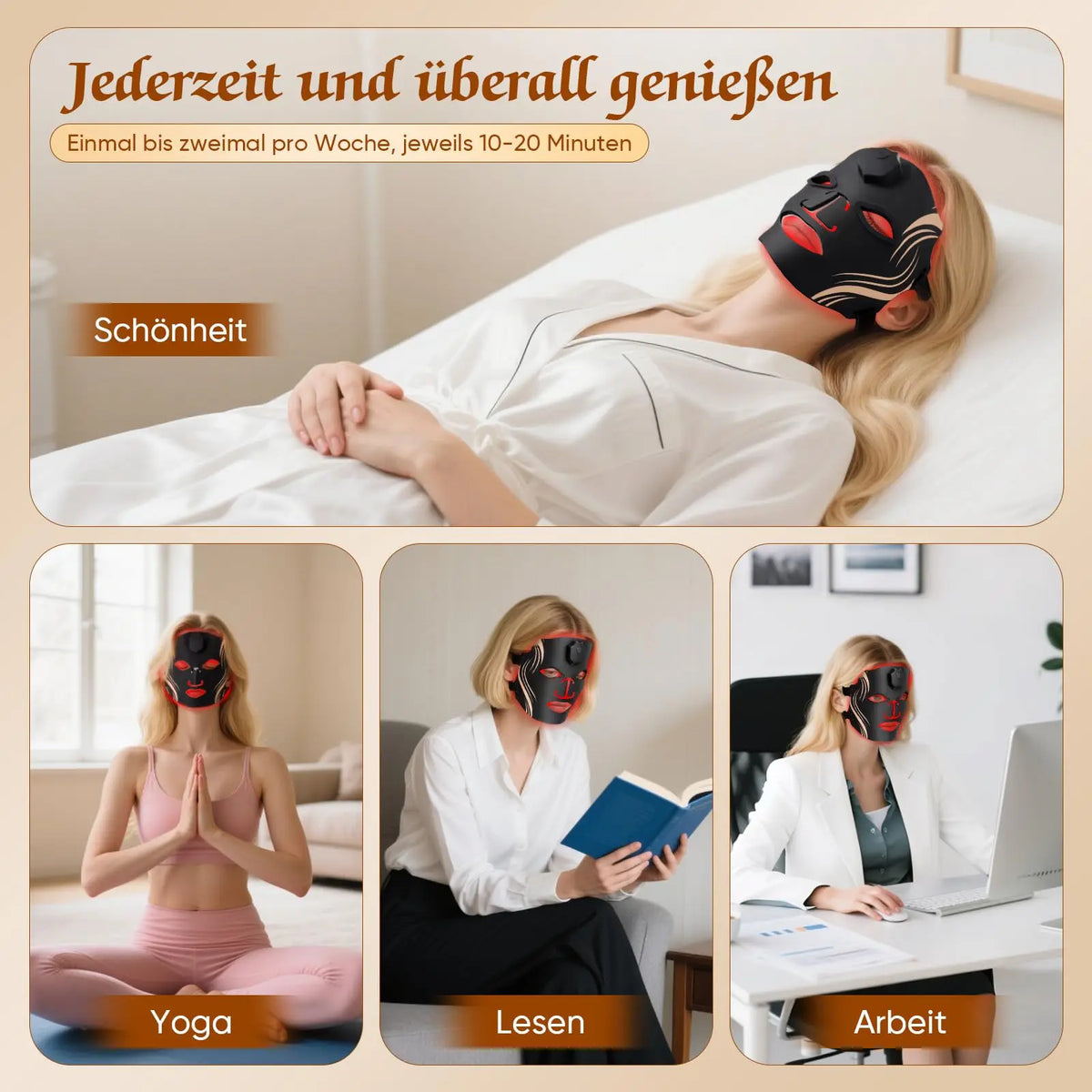UBilli LED Light Therapy Face Mask for Skin Rejuvenation