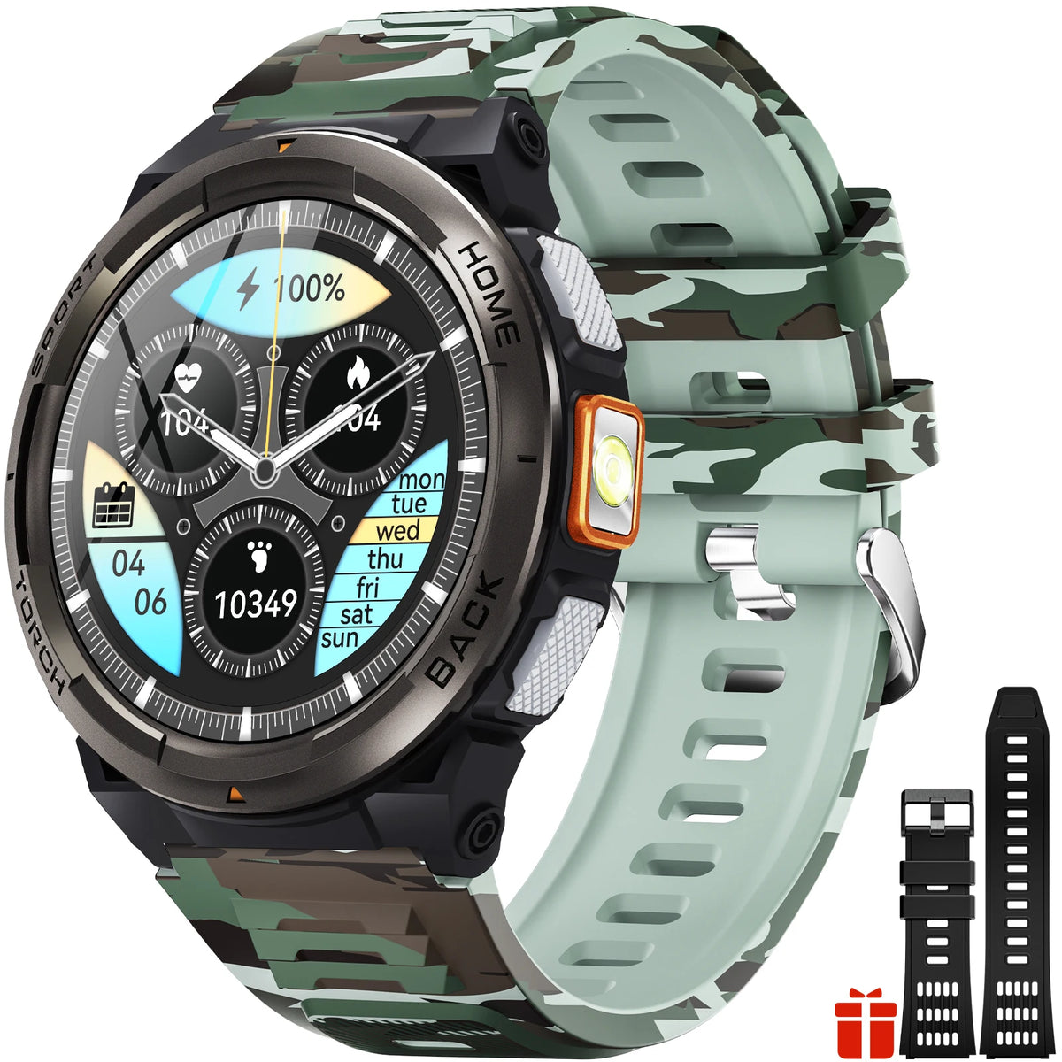 EIGIIS Waterproof Smart Watch With Compass Barometer And LED Flashlight