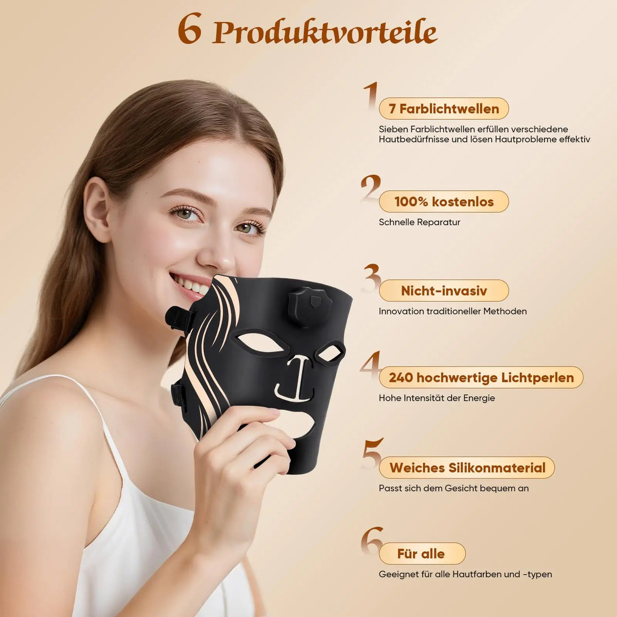 UBilli LED Light Therapy Face Mask for Skin Rejuvenation