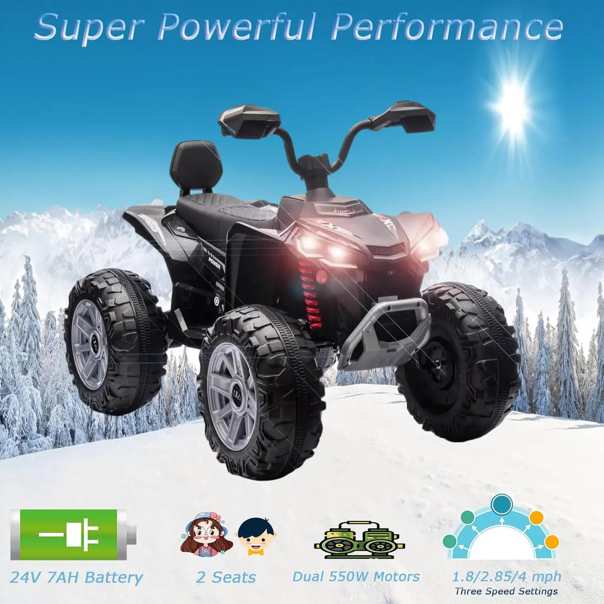Kids Electric ATV Ride On Toy With LED Lights Music