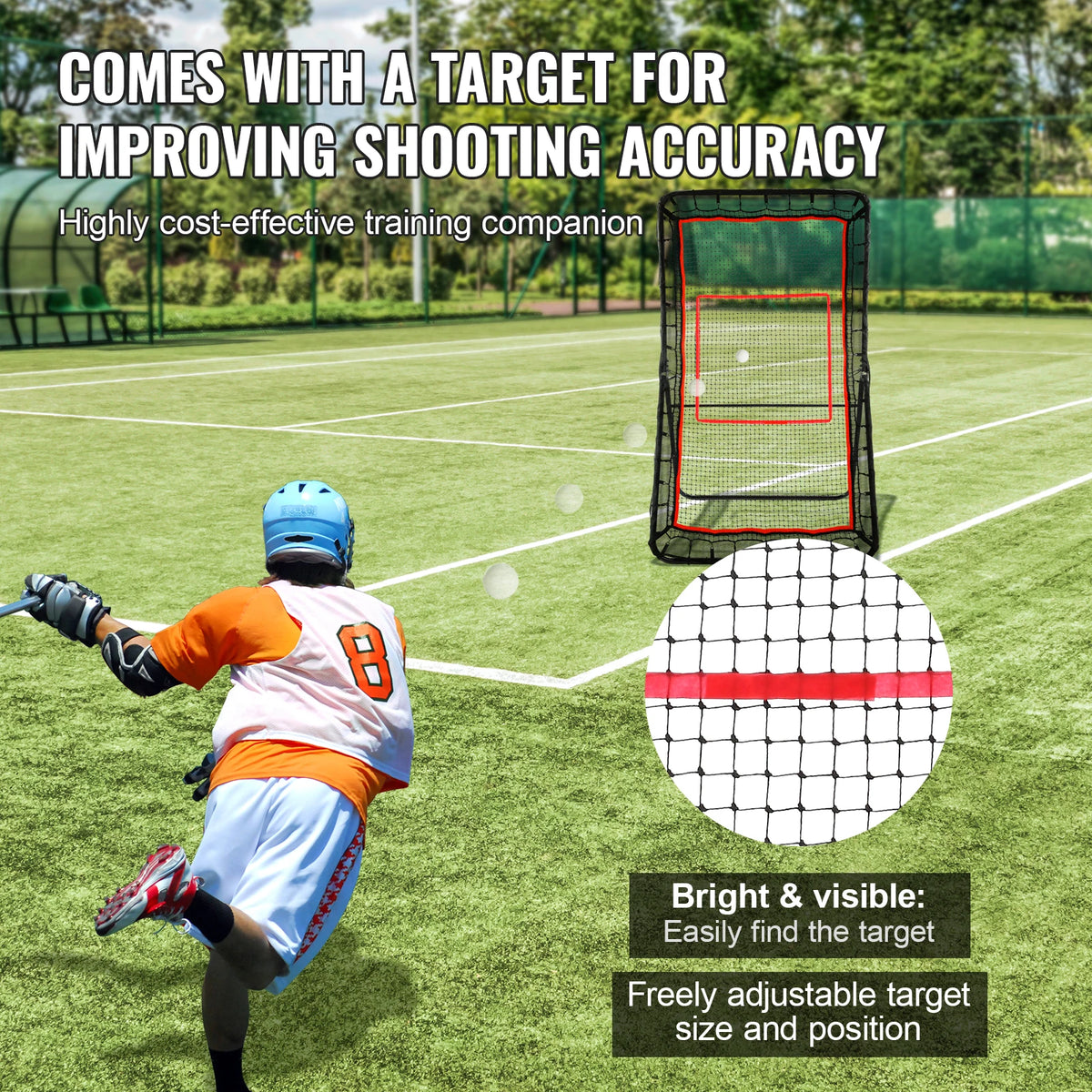 SucceBuy 4/5x7ft Lacrosse Rebounder For Backyard Pitchback Throwback Baseball Softball Adjustable Angle Shooting Practice