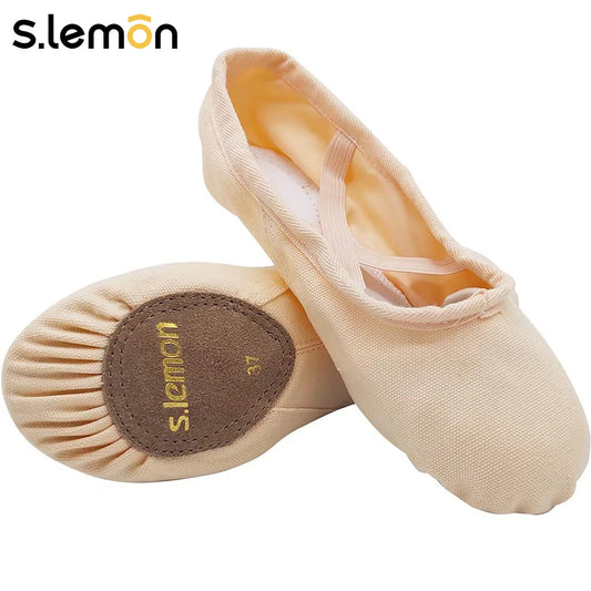 S.LEMON Double-Layer Canvas Split-Sole Ballet Shoes