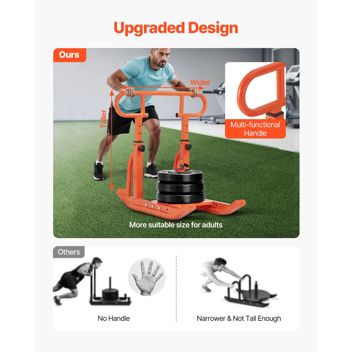 SucceBuy Weight Sled Steel Power Sled Fitness Training Sleds  Workout Equipment with Handle Compatible with 1/2 in Weight Plates
