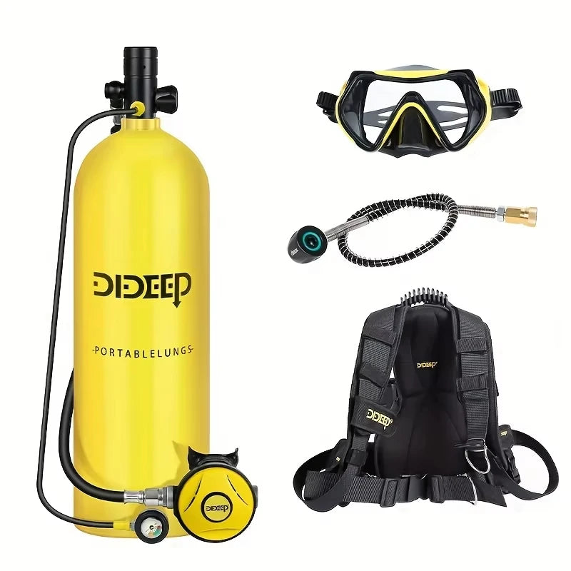 DIDEEP Portable Scuba Diving Air Tank Set With Mask