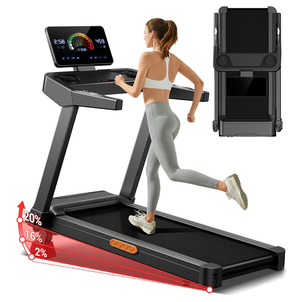 UMAY Foldable Treadmill With Manual Incline And Touchscreen