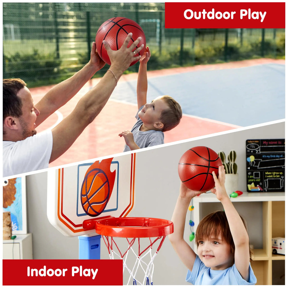 Joyfy Adjustable Indoor Basketball Hoop Set for Kids