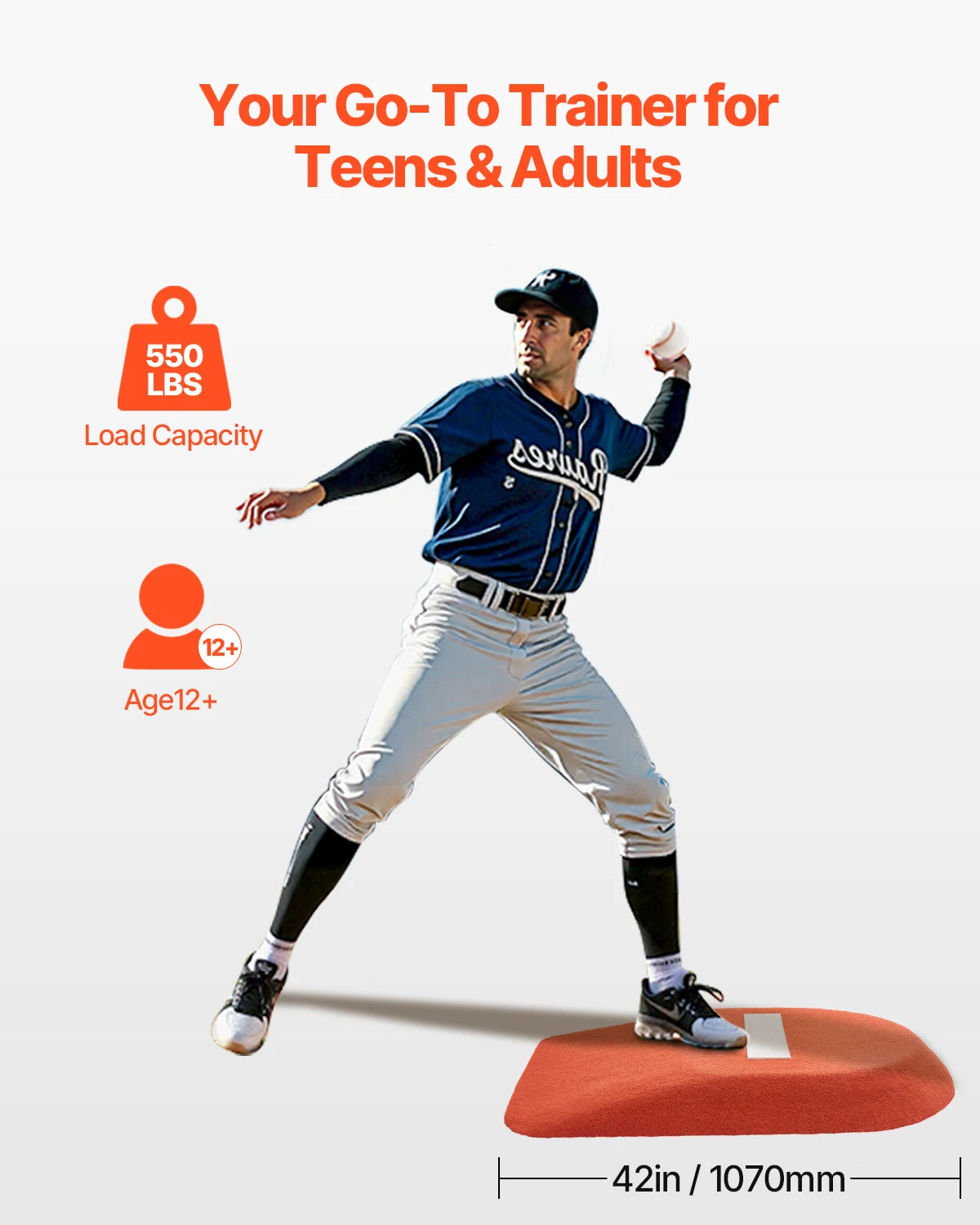 SucceBuy Pitching Mound Baseball Game Mound 42in Pitching Practice Equipment One-Piece Softball Pitching Aids with Antifade Turf