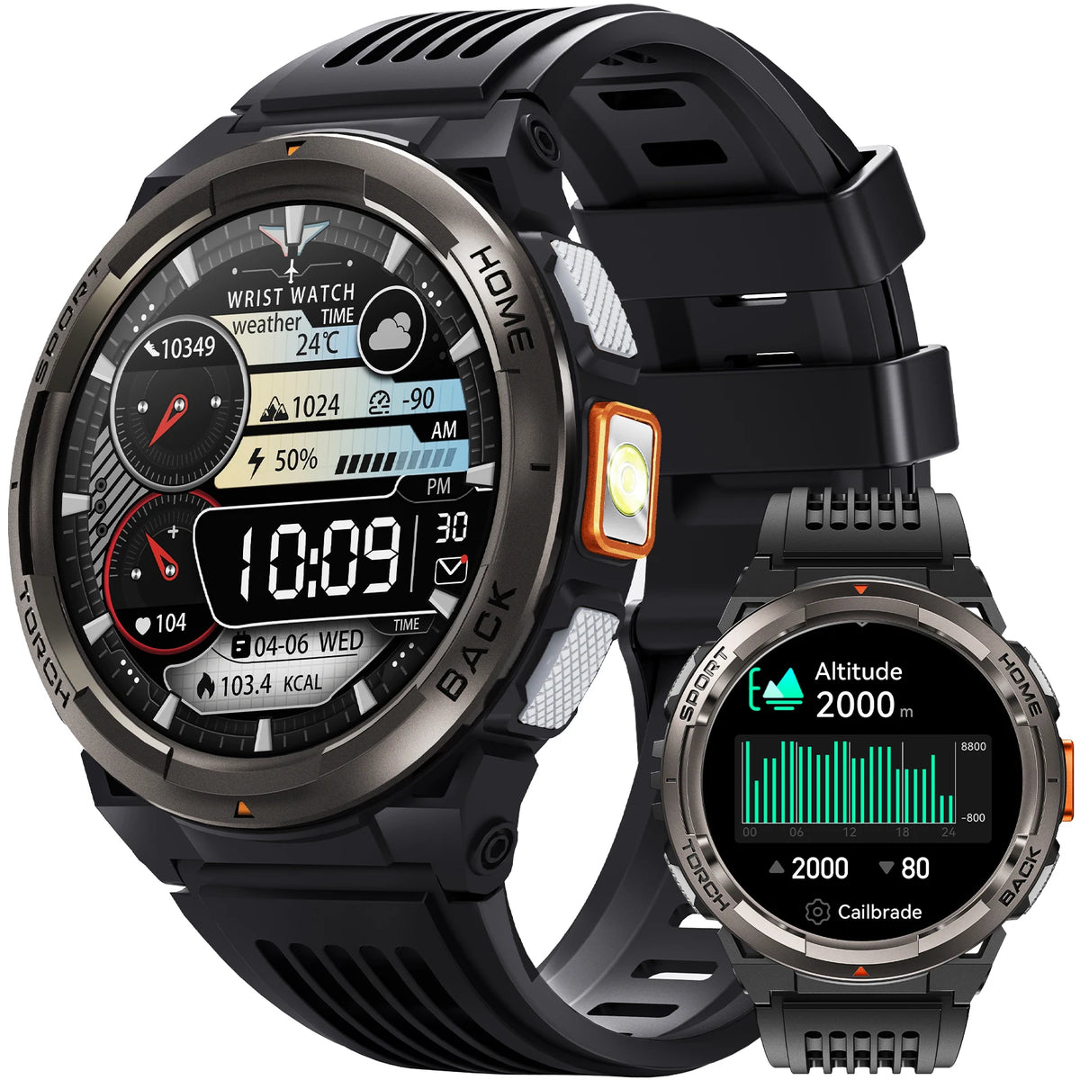 EIGIIS Waterproof Smart Watch With Compass Barometer And LED Flashlight