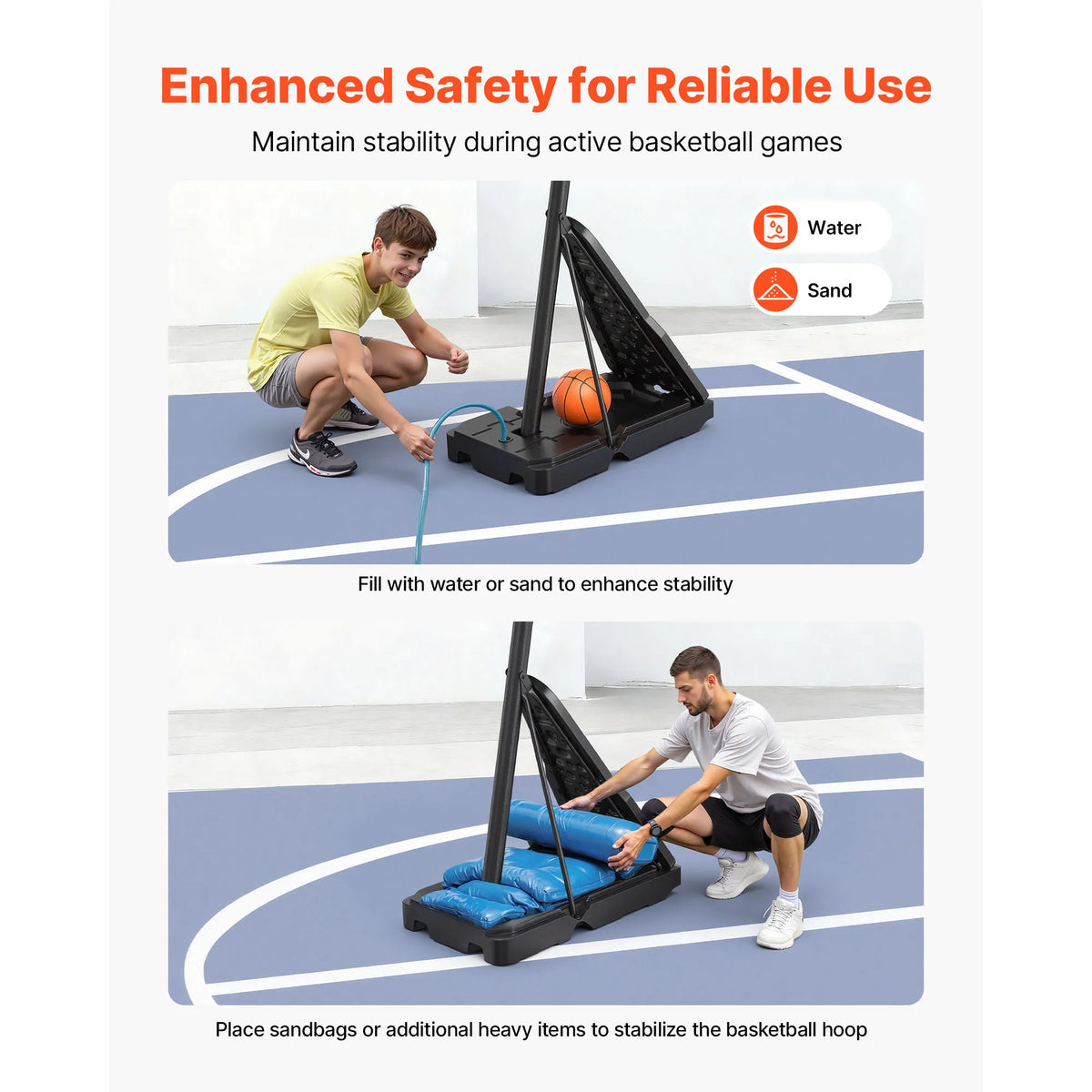 SucceBuy Portable Adjustable Basketball Hoop With Durable Backboard