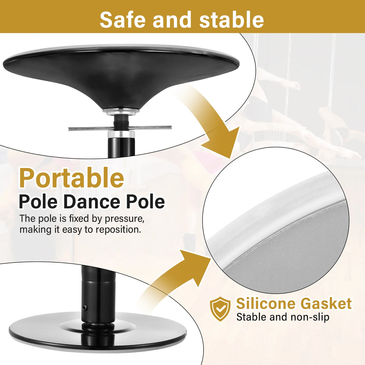 Portable Adjustable Static Dance Pole for Home Training