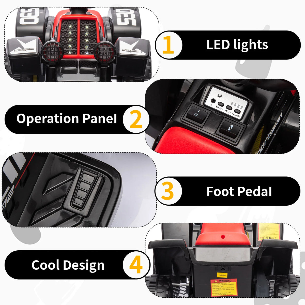 HiMISS Kids Electric Ride On ATV With LED Lights