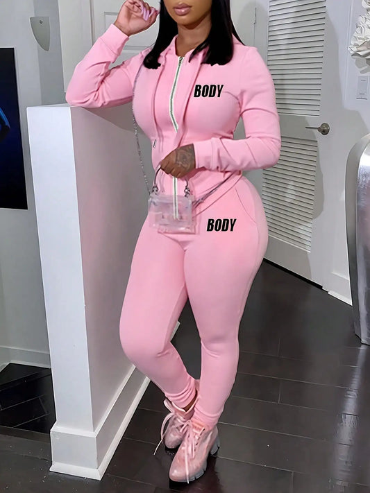 Women's Zipper Hoodie And Jogger Sportswear Set of Two Pieces
