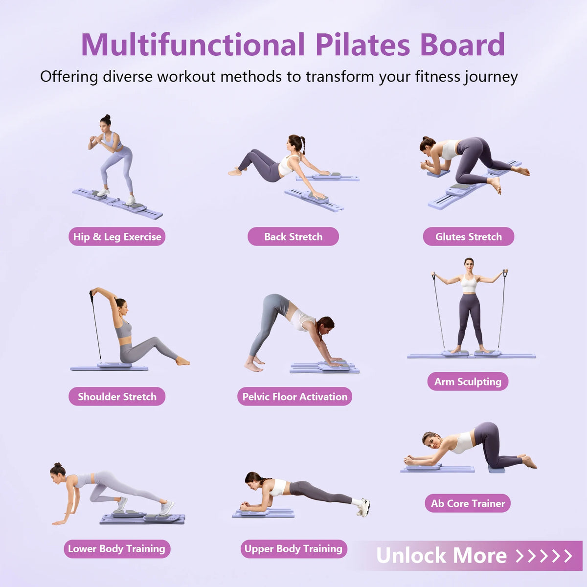 WSUEL Multifunctional Pilates Reformer Board for Home Workouts