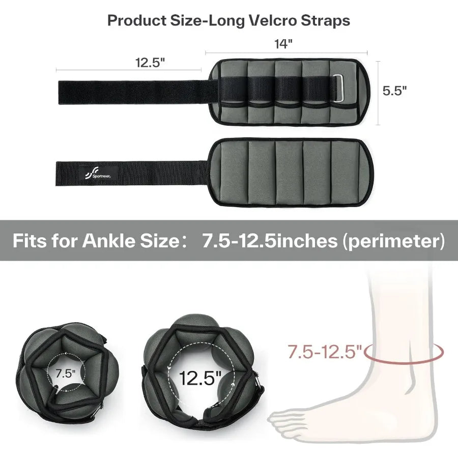 Adjustable Ankle Weights 1 Pair 2 4 6 8 10 Lbs Leg Weight Straps for Women Men, Weighted Ankle Weights Set for Gym,Fitness, Work