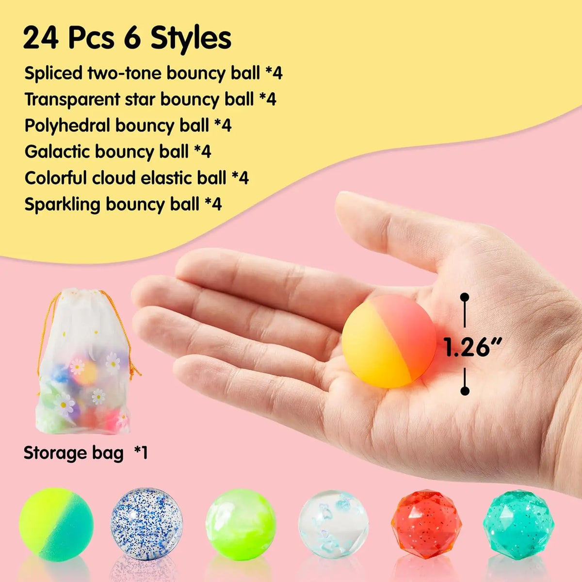 Joyfy Assorted Bouncy Balls for Kids Party Favors