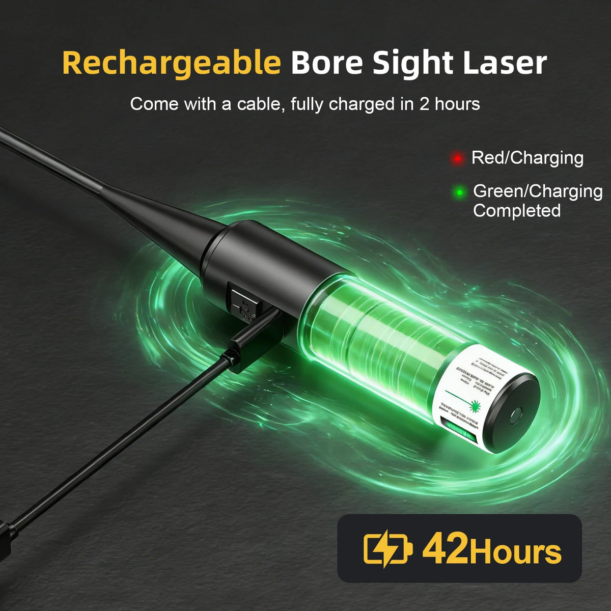Universal Bore Sighting Tool Kit, Rechargeable Green Laser Boresighter with 64 Upgraded Adapters for .17‑12GA, Complete Accessory Set with Storage Case.