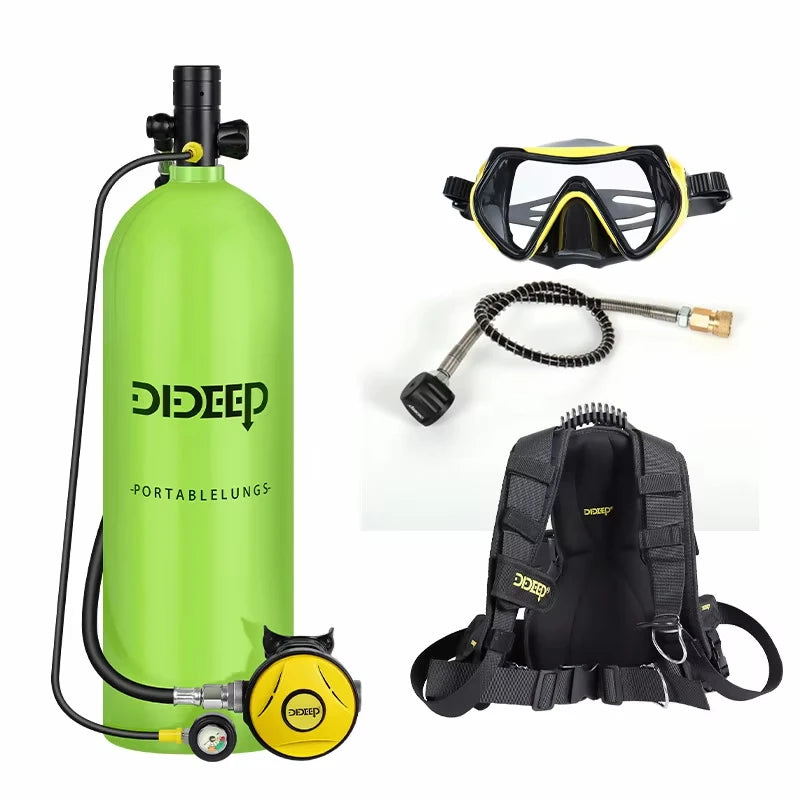 DIDEEP Portable Scuba Diving Air Tank Set With Mask