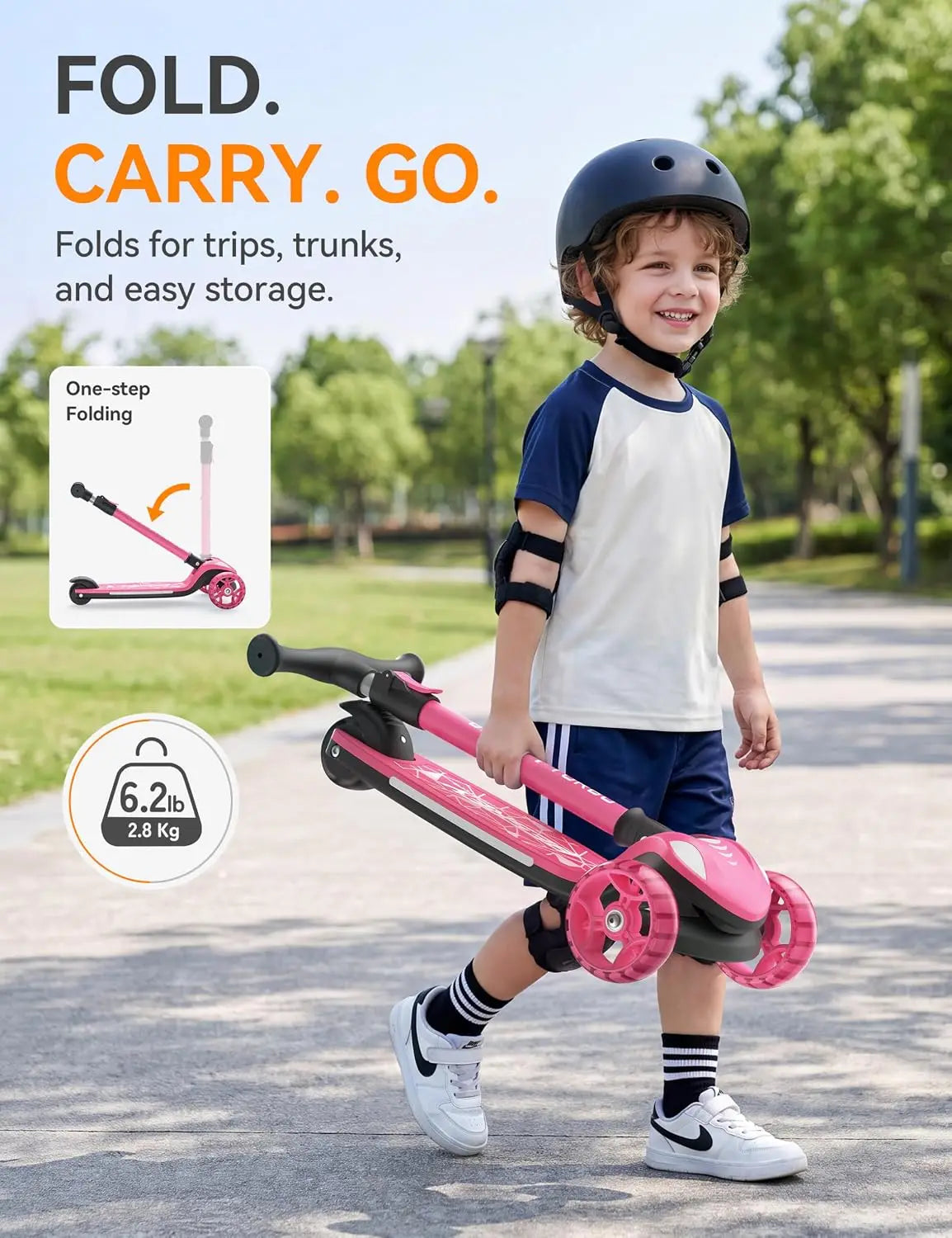 Kids Three Wheel Light Up Scooter With Push Powered Lights