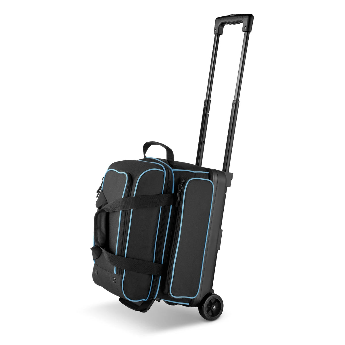 SucceBuy Bowling Ball Bag 2 Ball Double Roller Bowling Bag Featuring a Separate Compartment for Shoes Handle Extends to 41.32 in