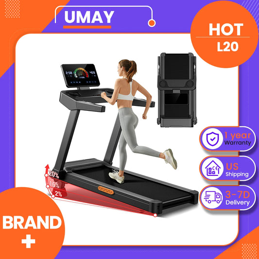 UMAY Folding Treadmill With Manual Incline And Touchscreen
