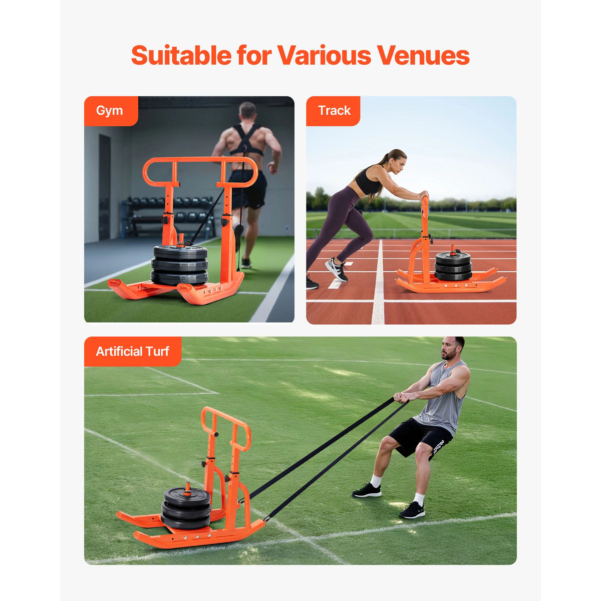 SucceBuy Weight Sled Steel Power Sled Fitness Training Sleds  Workout Equipment with Handle Compatible with 1/2 in Weight Plates