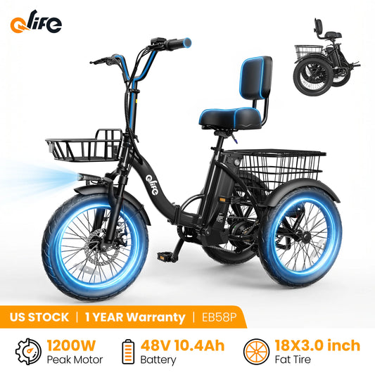 Qlife Triker 2.0 Folding Electric Tricycle With Removable Battery