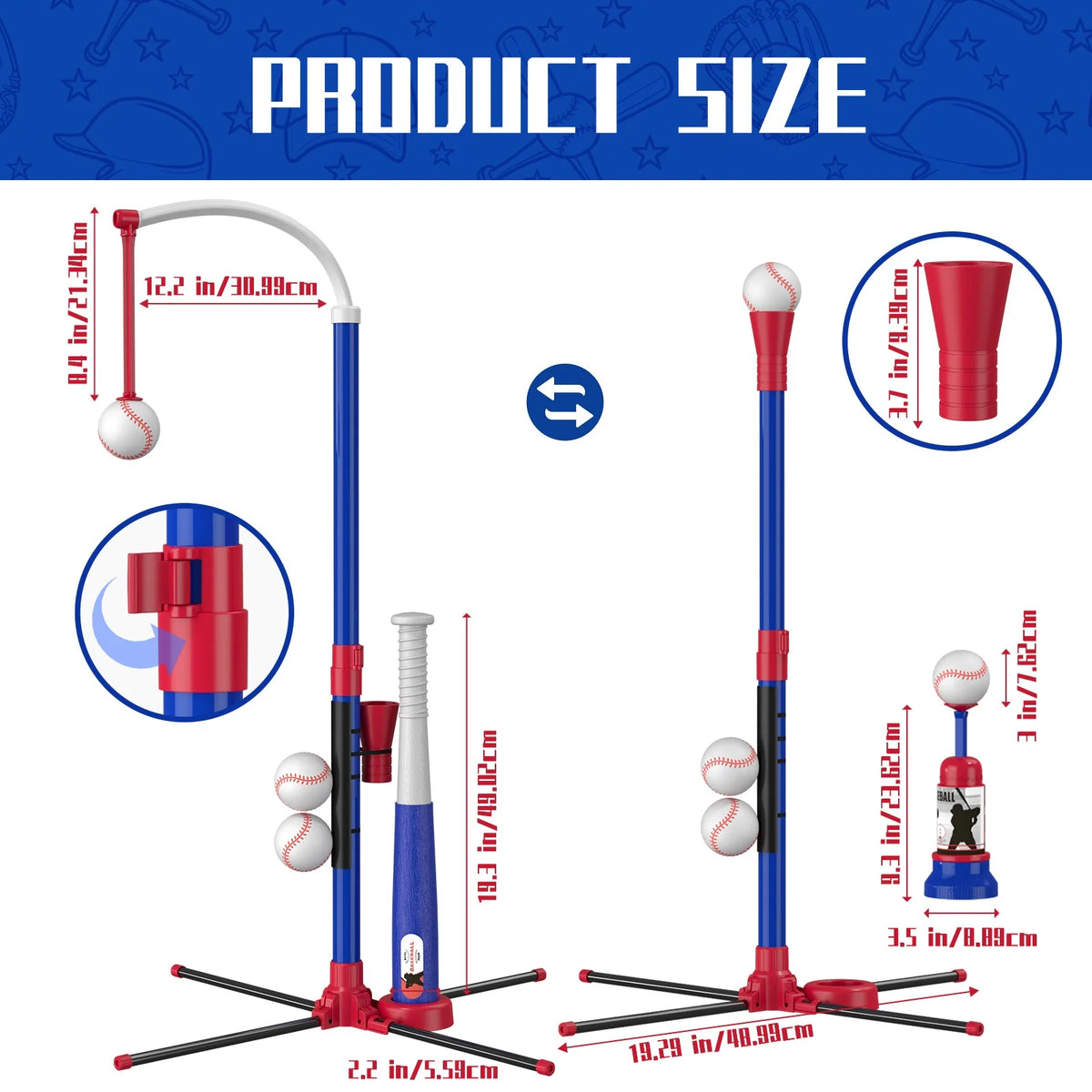 QDRAGON Kids 3-In-1 Baseball Set With Pitching Machine