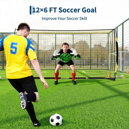 HiMISS Portable Heavy Duty Foldable Soccer Goal With Training Net