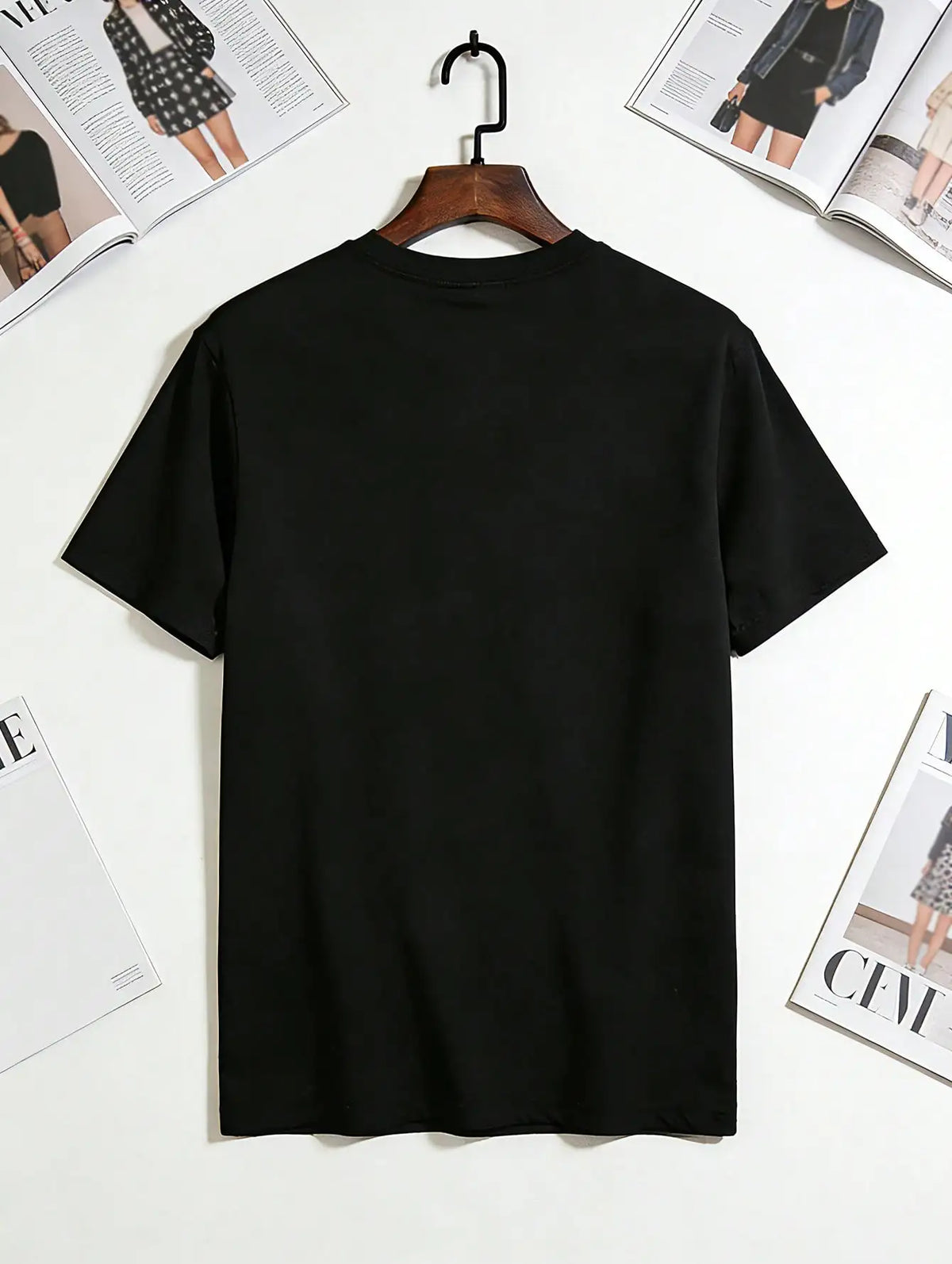 Mens Cross Inscription Print Casual Crew Neck T Shirt