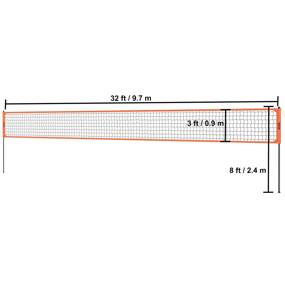 SucceBuy Outdoor Volleyball Net System Adjustable Height Steel Poles W/ PVC Volleyball Pump Carrying Bag for Backyard Beach Lawn
