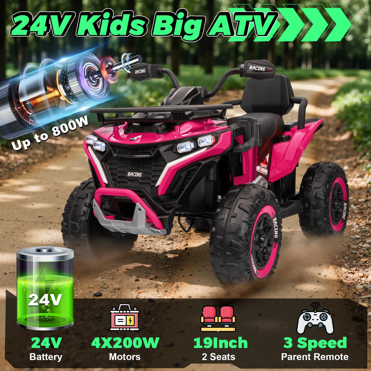 JOYRACER Electric Kids Ride On ATV With Remote Control
